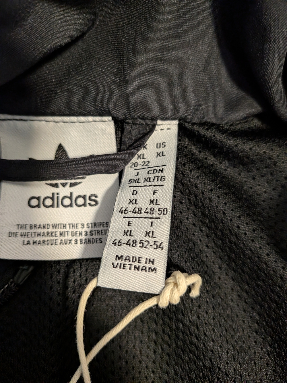 Adidas Black Windbreaker Jacket with White Stripes - Picture 3 of 3